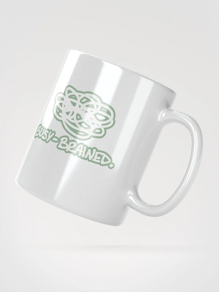 BUSY-BRAINED (lined design, #96B697) glossy white mug product image (4)