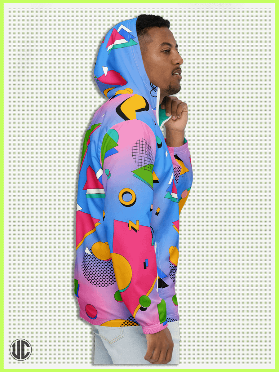 Retro 1980s Windbreaker Jacket – Colorful Memphis Style Zip Hoodie | Vintage Lightweight Streetwear for Men & Women product image (4)