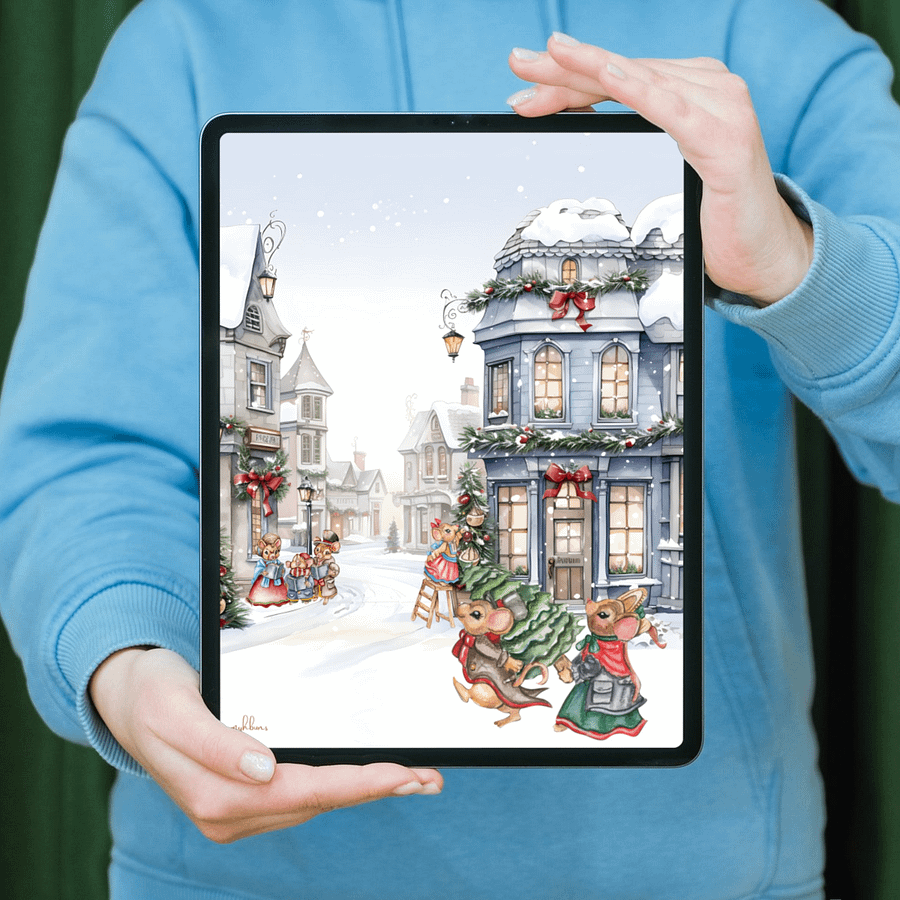 Prelude to Christmas Tablet Wallpaper | Festive Holiday Digital Background | Instant Download | 10 Resolutions product image (4)