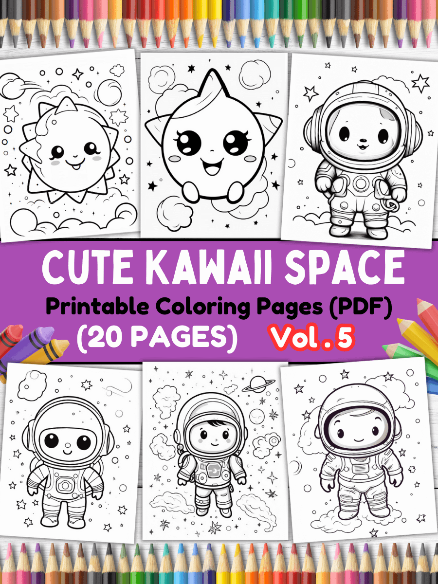 20 Cute Kawaii Space Coloring Pages#5 (PDF Coloring Pages) product image (1)