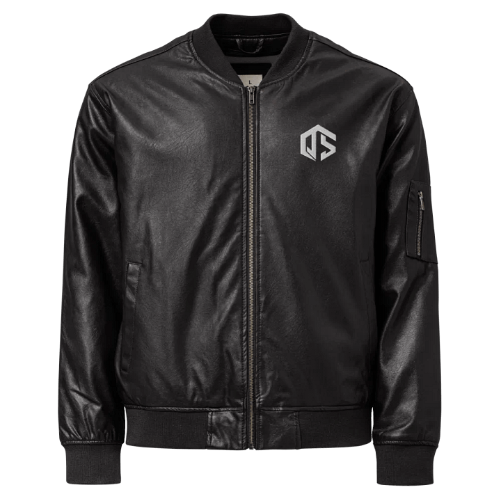 QS Logo Faux Leather Bomber Jacket product image (1)