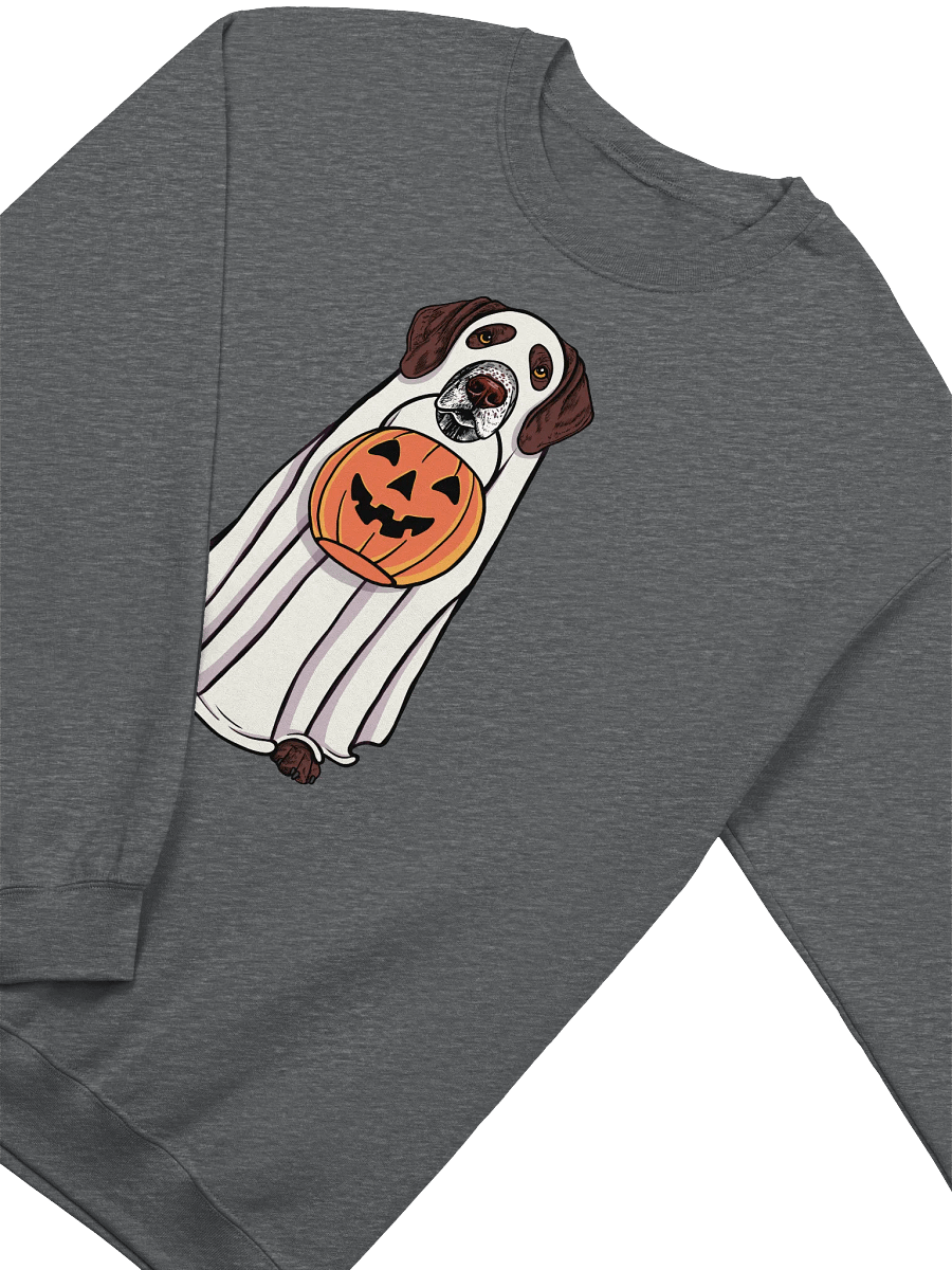 Funny Halloween German Shorthaired Pointer(2) Sweatshirt | Funny GSP Wearing a Ghost Costume and Holding a Pumpkin Basket product image (8)