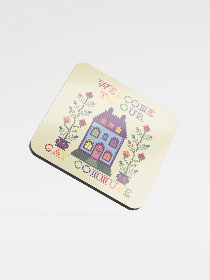 Welcome to Our Gay Commune Coaster - Pride Flag product image (1)