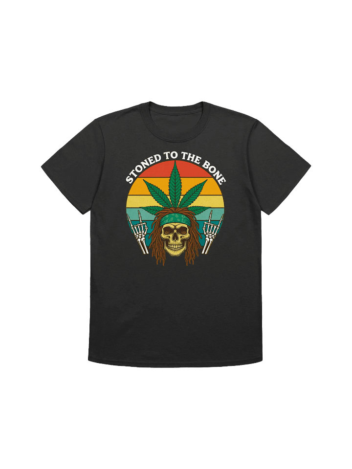 420 Weed-Stoned to the Bone-A Retro Cannabis Skull T-Shirt product image (3)