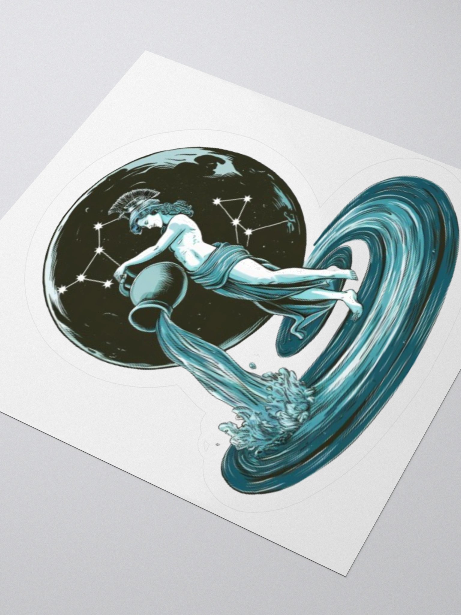 Exclusive Aquarius Celestial Water-Bearer Vinyl Sticker - Zodiac Art product image (9)