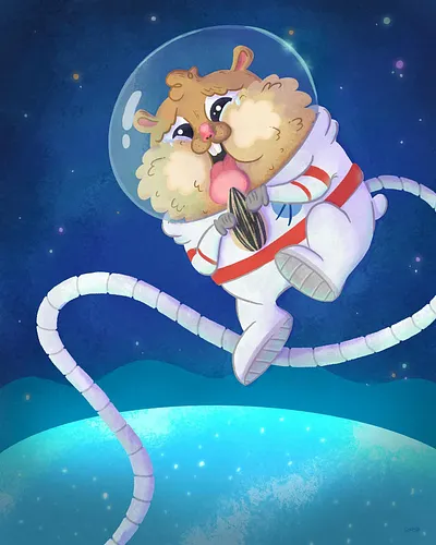 Poor little space hamster didn’t think through his seeb snack time. All for this week’s @chaoticdrawalong 

#chaoticdrawalong...