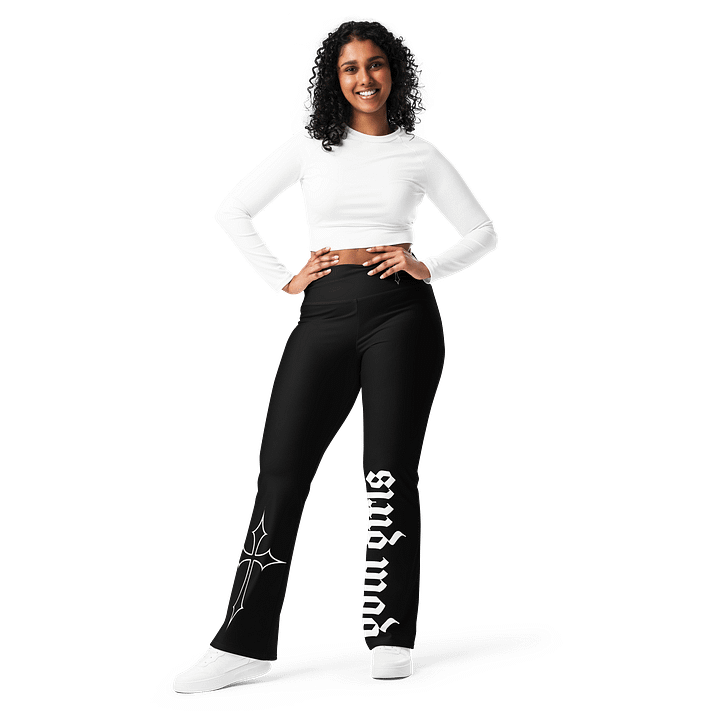 Goth Girl Flare Leggings (Recycled Polyester) product image (2)