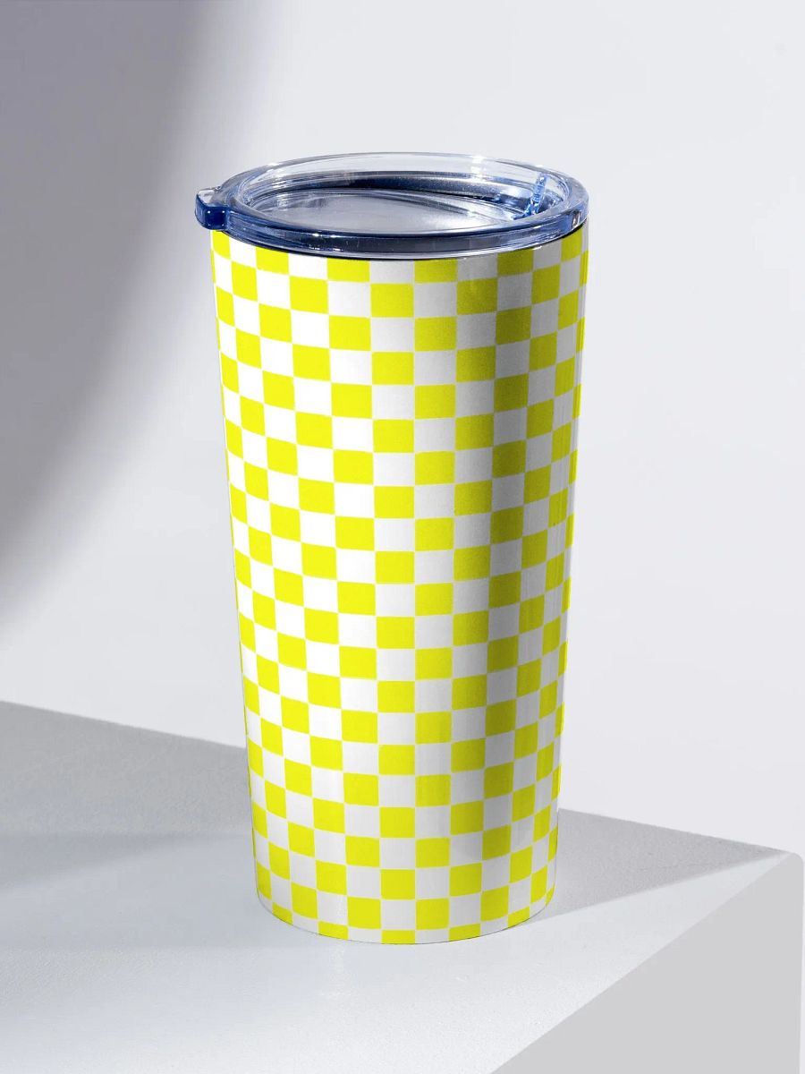Checkered! Neon Yellow and White Checkers 20 oz Stainless Steel Tumbler product image (2)