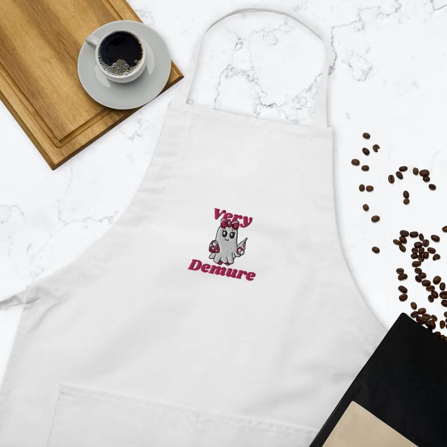 Very Demure Cute Ghost Embroidered Cooking Apron product image (11)