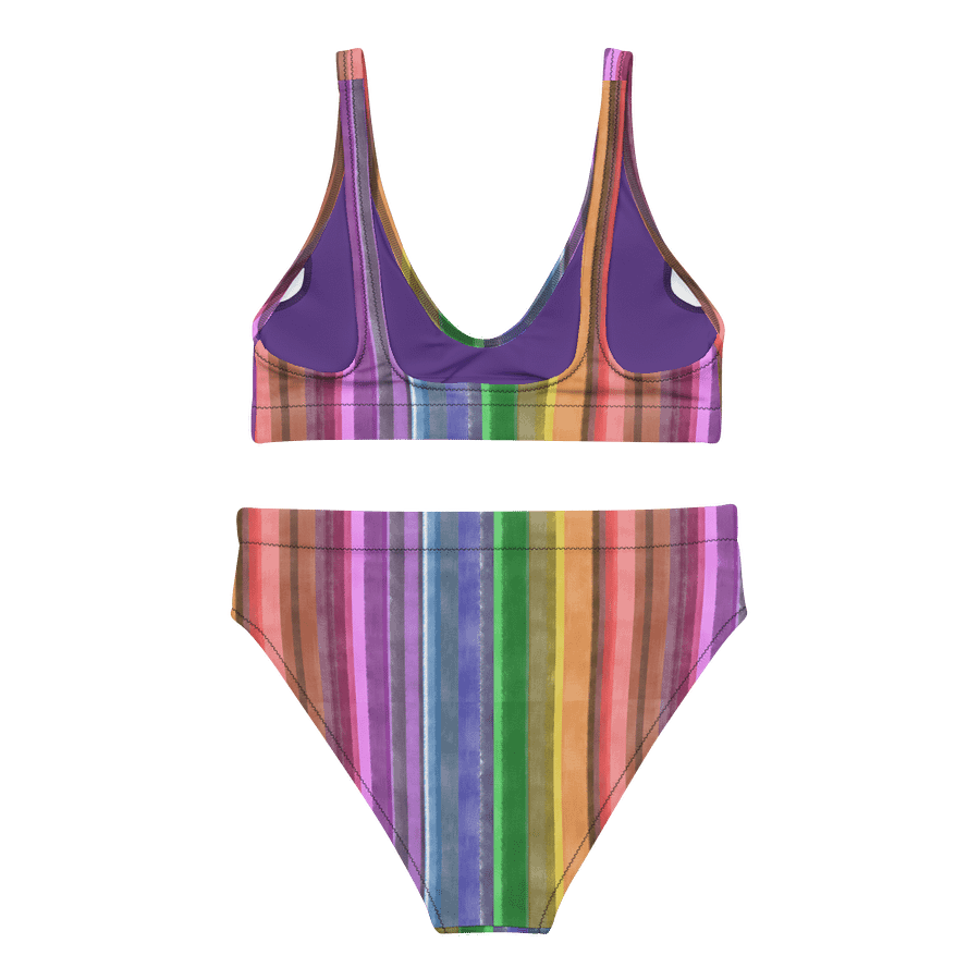 Cool Gouache Striped Women's Eco-Green Bikini Swimsuit product image (6)