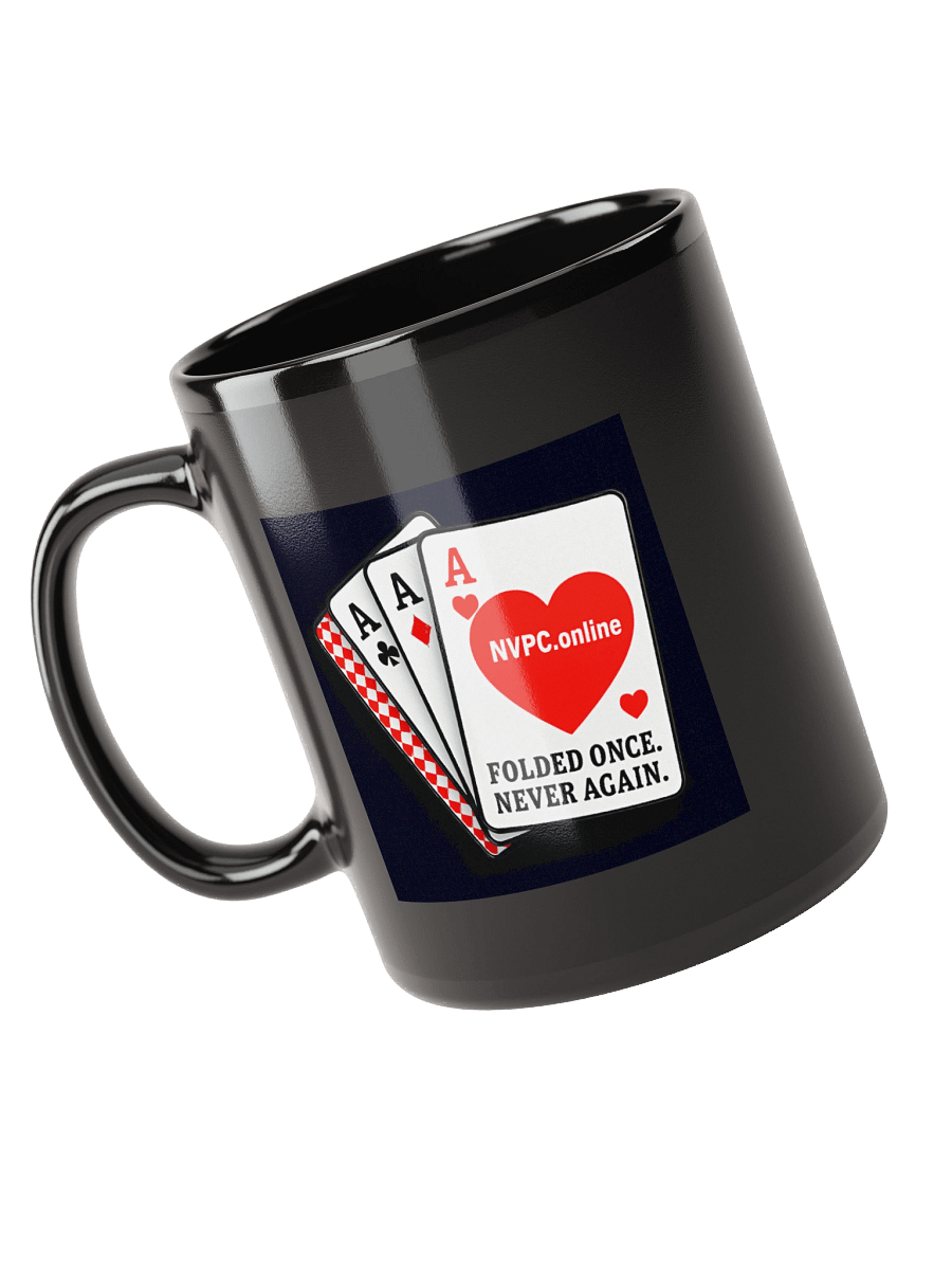 Black "Folded Once - Never Again" Mug - Red Heart Edition product image (3)