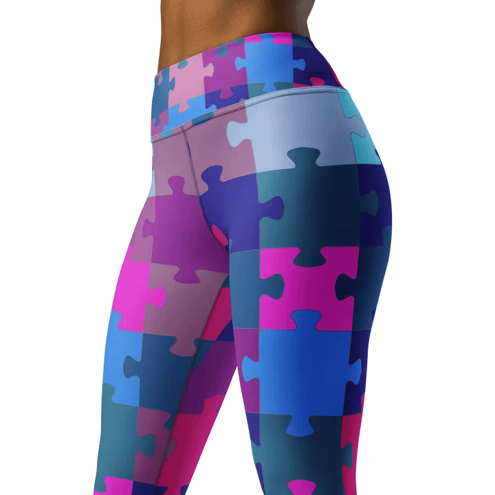 Multi-Colored Geometric Puzzle Pattern Yoga Leggings product image (1)