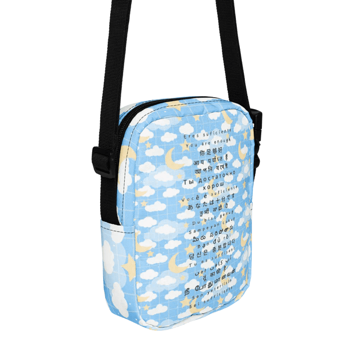 You are Enough 20 languages Blue Moon Grid Imaginary Story Cross Body Bag product image (2)