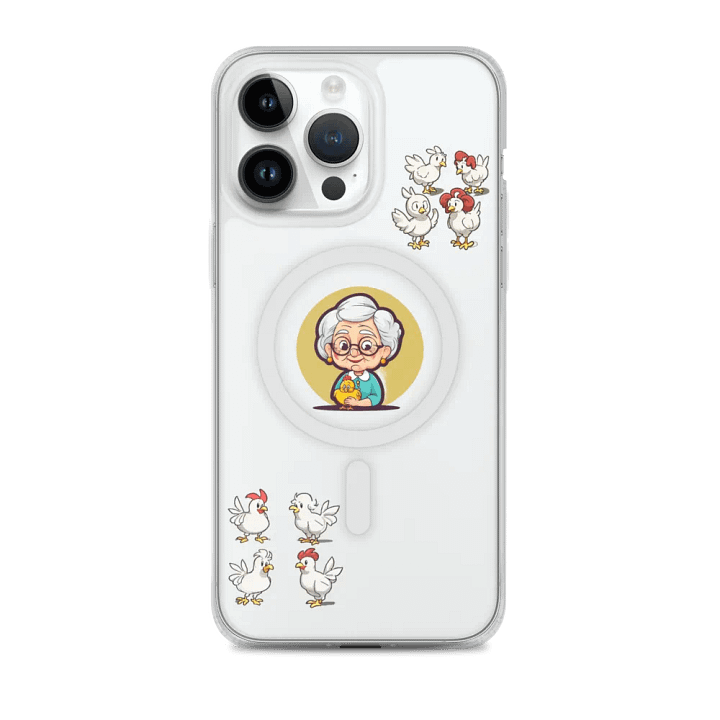 Elderly Woman with Chick Cartoon Clear iPhone® Case product image (2)