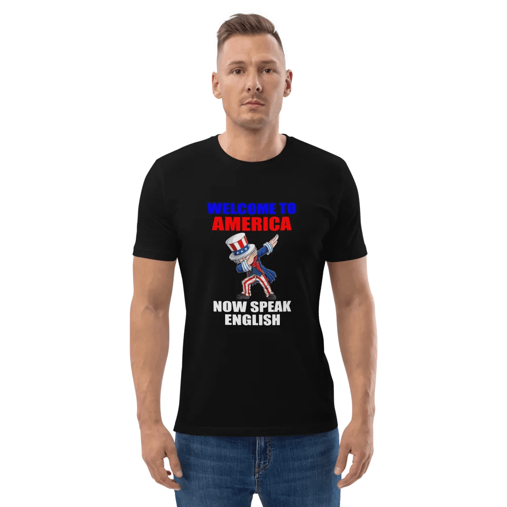 WELCOME TO AMERICA NOW SPEAK ENGLISH FUNNY GREETING SHIRT product image (2)