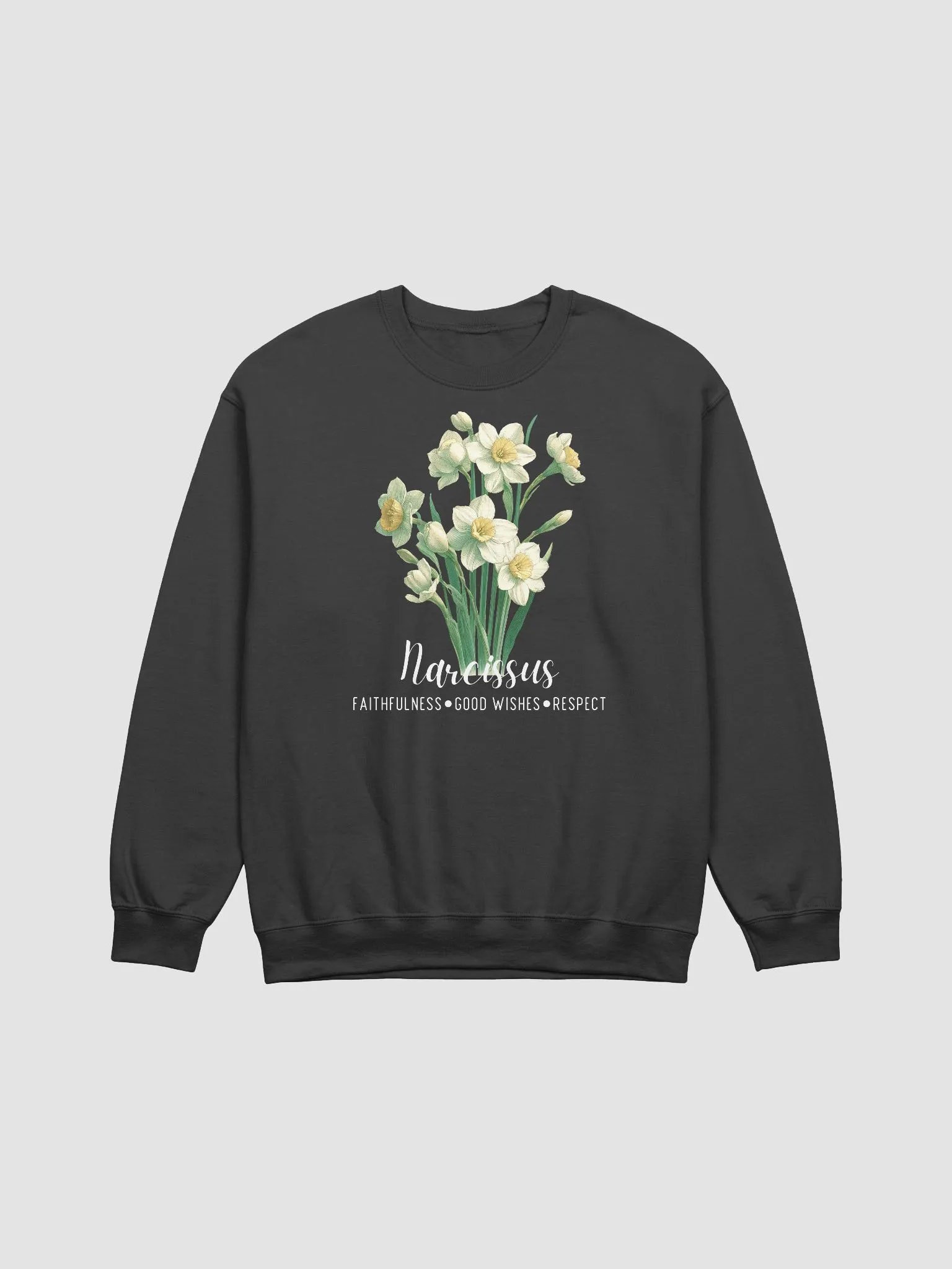 December Birth Month Inspirational Narcissus Flower Sweatshirt: Faithfulness Good Wishes Respect product image (4)