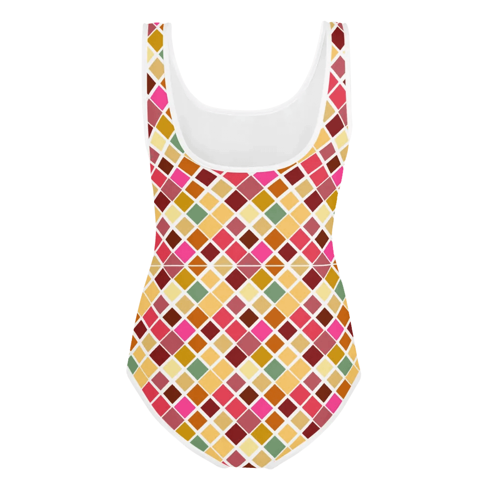 Colorful Square Patterns Youth Swimsuit - Ver 6 product image (2)