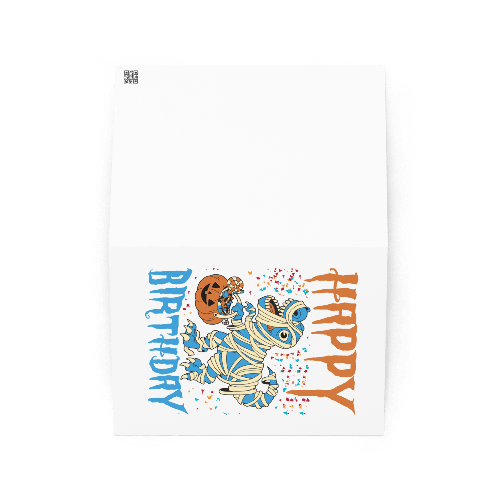 Happy Birthday (Dinosaur Mummy Halloween) Birthday Card 5" x 7" product image (2)