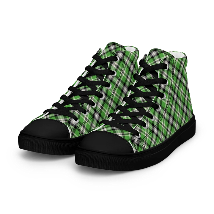 Bright Green Plaid Men's High Top Shoes product image (2)