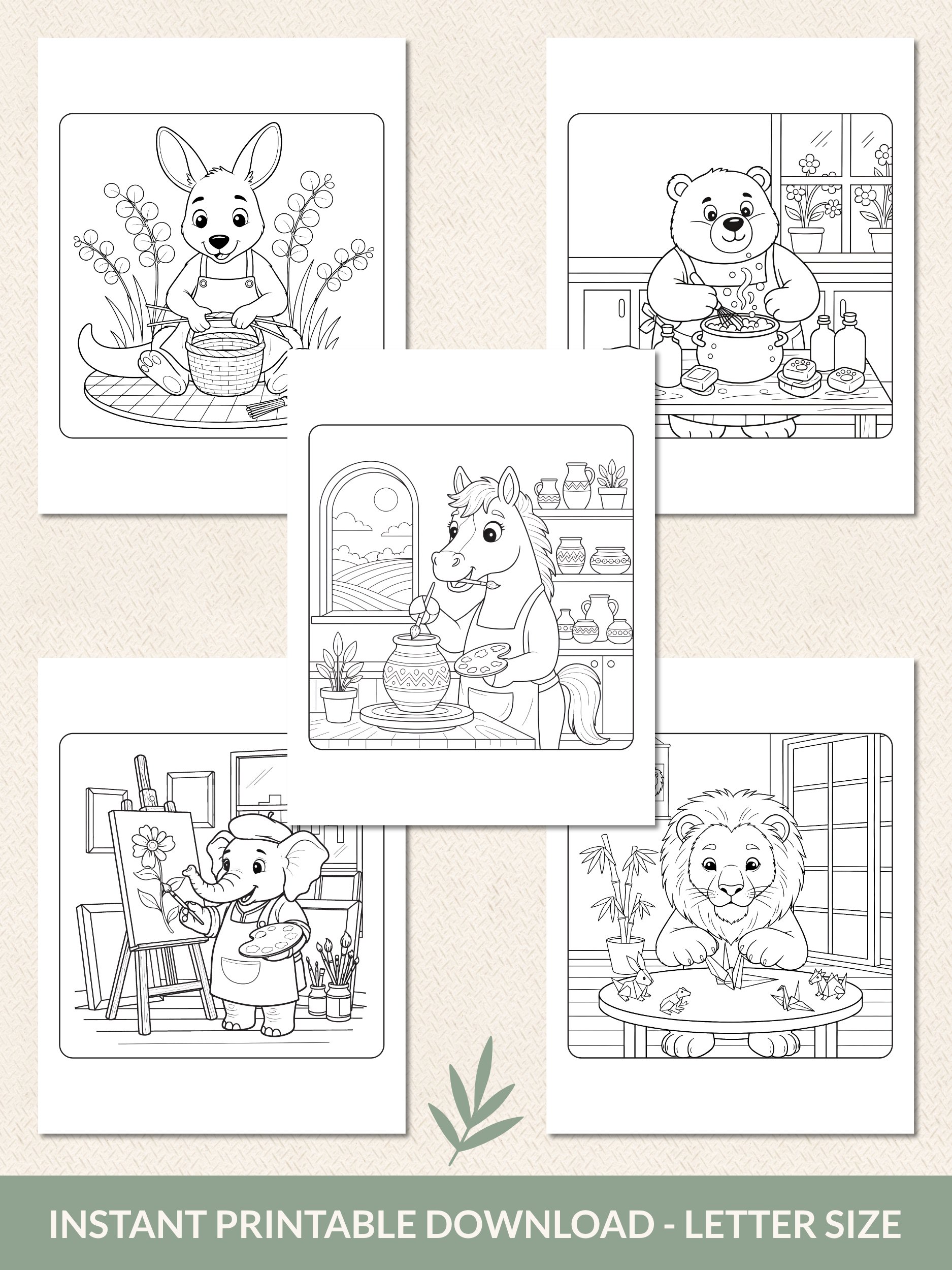 Printable Crafty Animals Coloring Pages – 30 Fun & Easy Art-Themed Designs For All Ages product image (4)