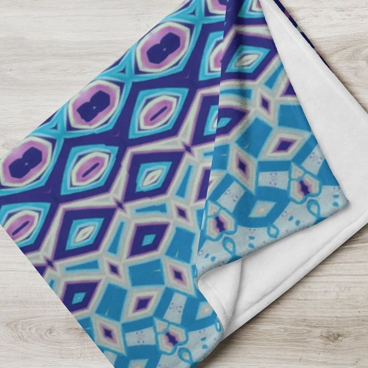 Blue, Navy & Pink Geometric Throw Blanket product image (2)