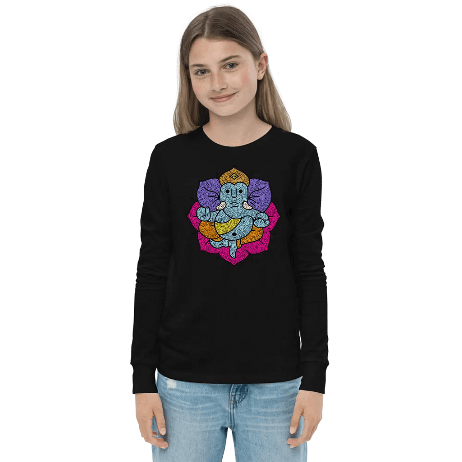 Ganesha Mosaic Lotus Tee: Vibrant Spiritual Art product image (1)