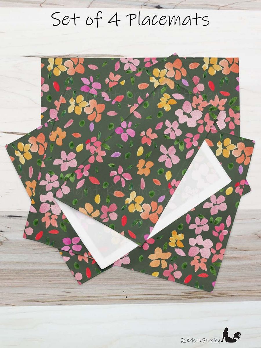 Spring Flowers on Olive Green Placemat Set of 4 product image (3)