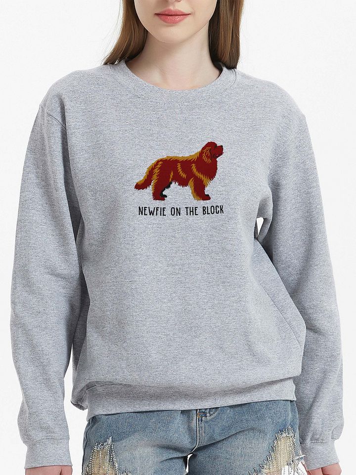 Newfie on the Block Sweatshirt (Embroidered) of a Newfoundland(Choco) product image (2)