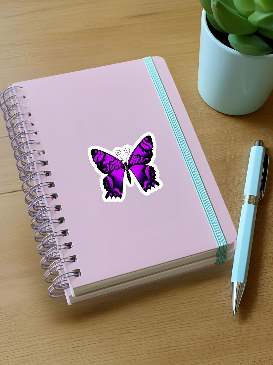 Just Me – Purple Butterfly Inspirational Quote Sticker product image (6)