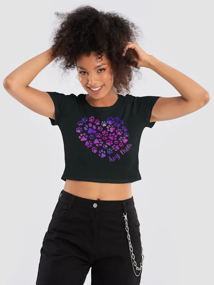 Baby Tee Dog Mom Dog Paws Heart Crop Tee T-Shirt product image (1)