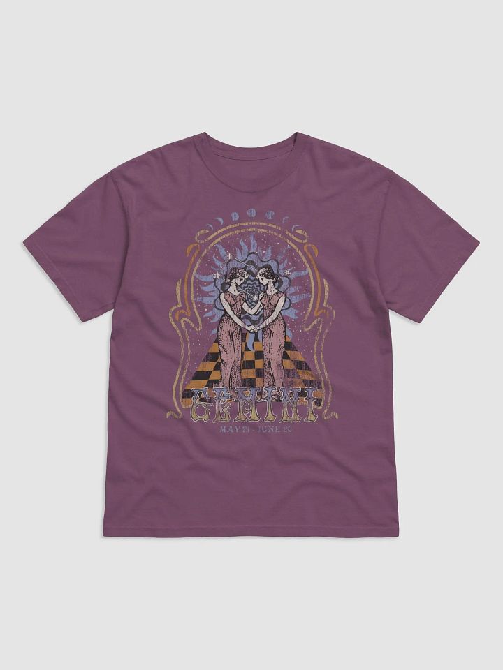 Gemini Zodiac Sign Tee | Art Nouveau-Style Grunge Streetwear T-Shirt for May 21 and June 20 Birth Months product image (2)