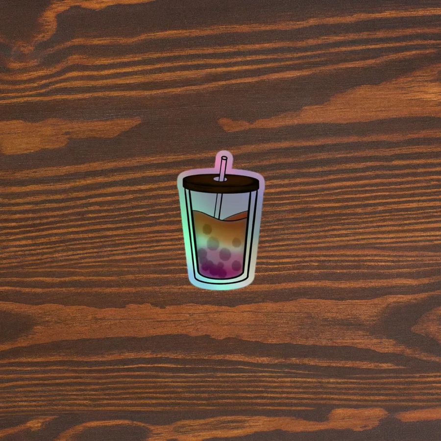 Bubbly Boba Tea Lesbian Pride Holographic Sticker Pack product image (2)