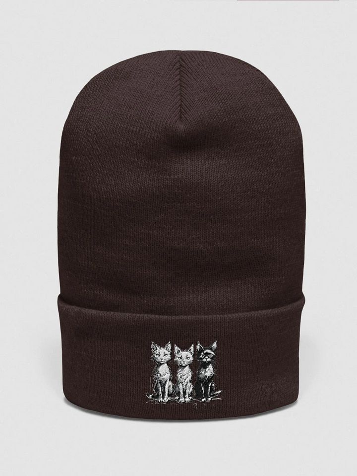 Cats Trio Embroidered Cuffed Beanie product image (2)