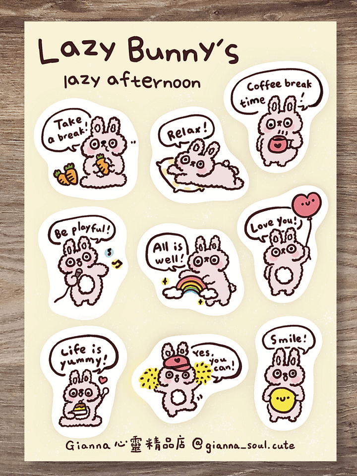 Lazy Bunny’s Lazy Afternoon | Positivity Sticker Sheet product image (1)