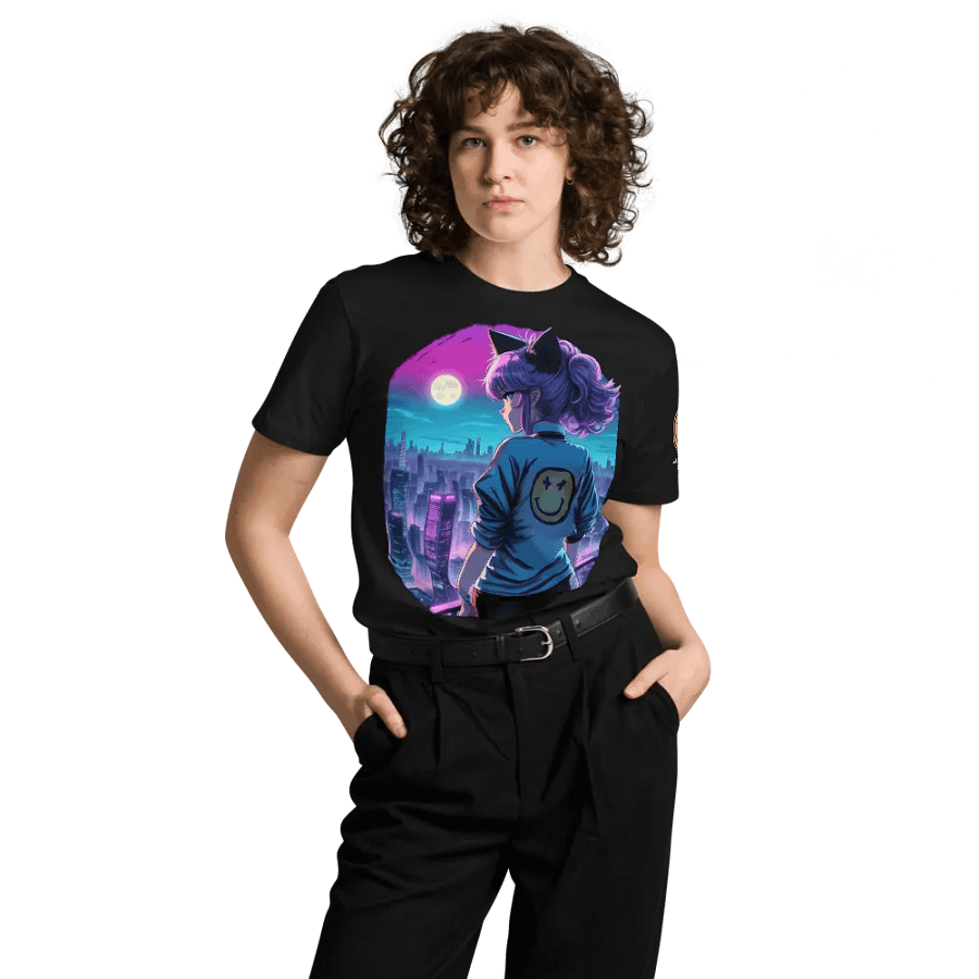 Anime Catgirl Rooftop (AS Colour Unisex Premium T-Shirt) product image (9)