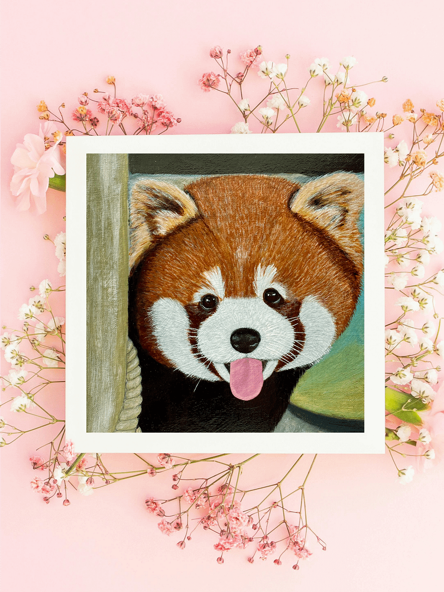 Peek-A-Boo Red Panda Painting – Original Acrylic Wildlife Art product image (6)