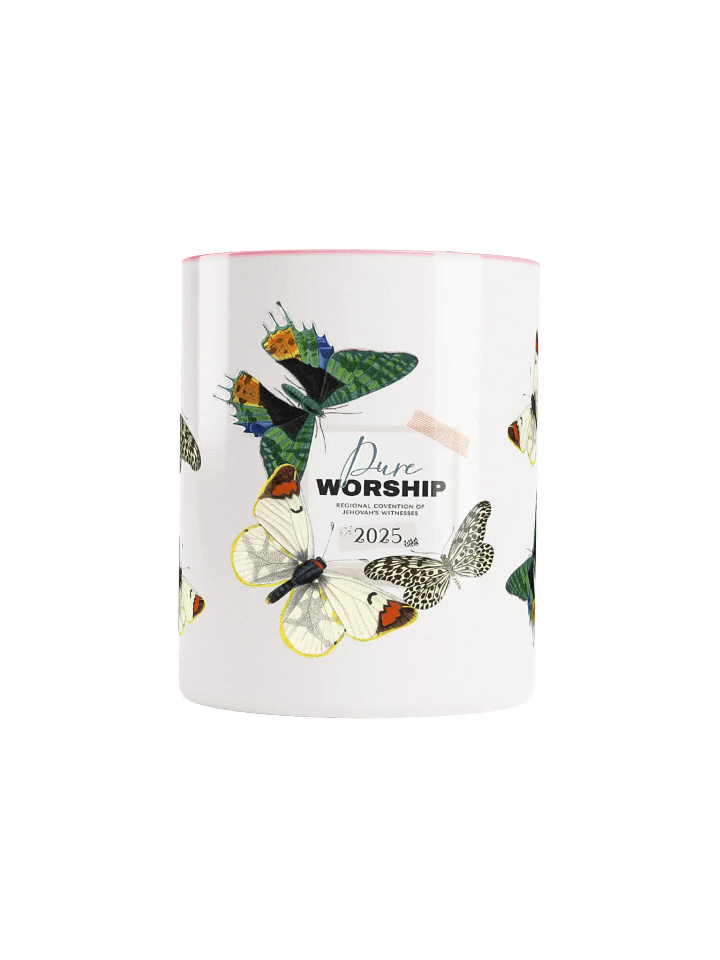 2025 "Pure Worship" Butterfly Collage Two-Tone Glossy Mug product image (1)