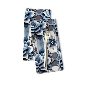 Seamless Pattern - Painted Floral Tile Pattern 2 in Blues, Grays and White product image (10)