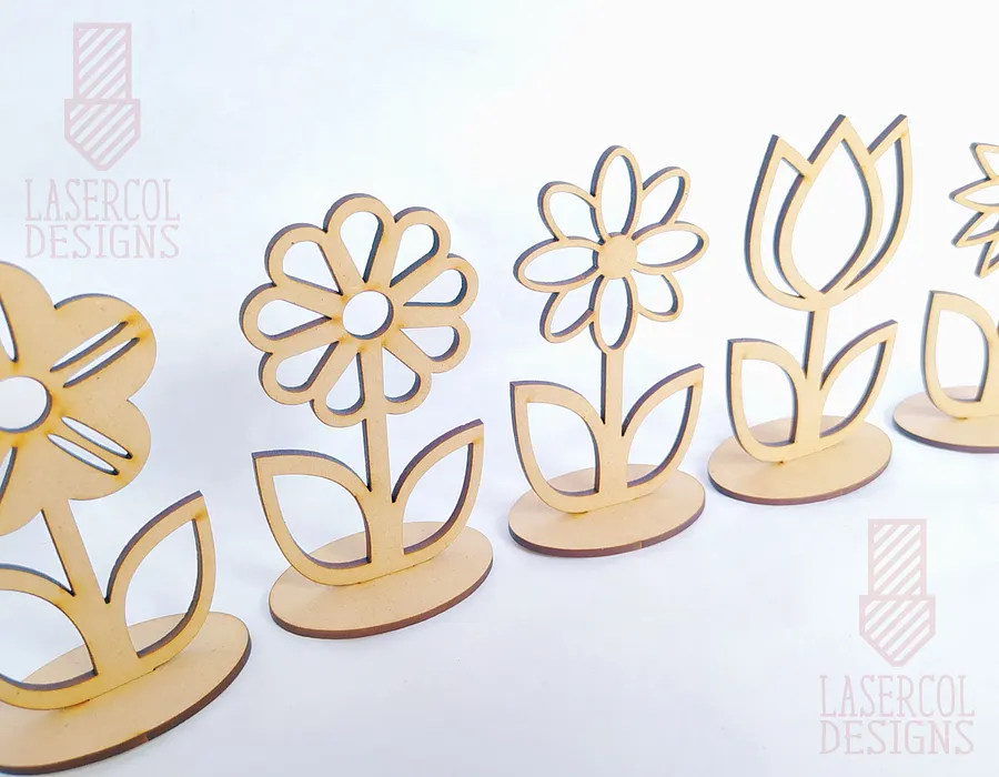Flowers - Set 3 - (Two Sizes, Five Styles)- Laser Cut Files product image (5)