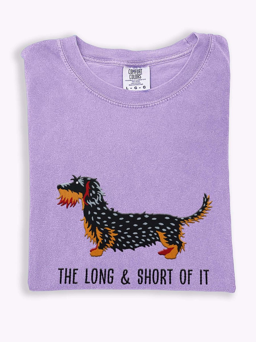 The Long & Short of It T-Shirt(Embroidered) of a Wirehaired Dachshund(Salt & Pepper) product image (1)