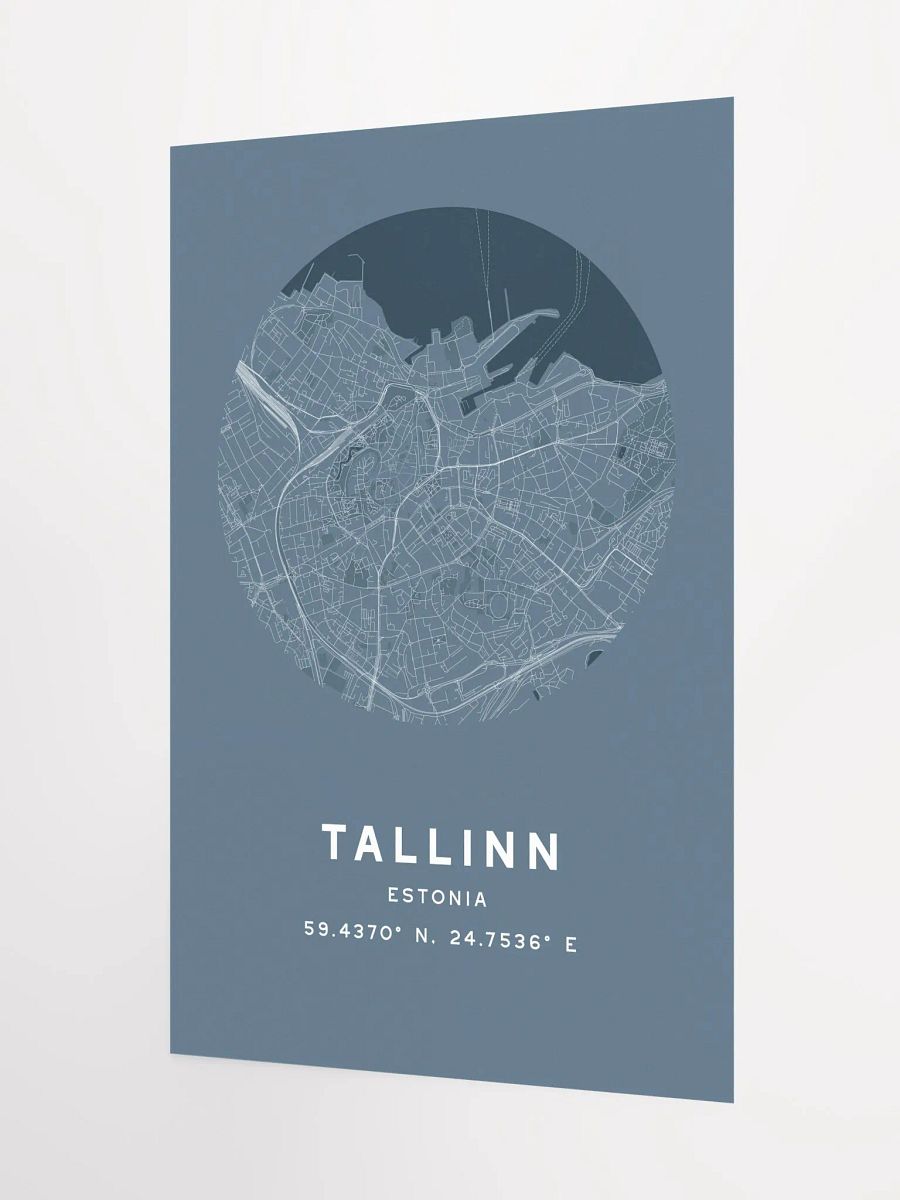 Tallinn Street Map Poster – Blue Minimalist Circular City Art product image (5)
