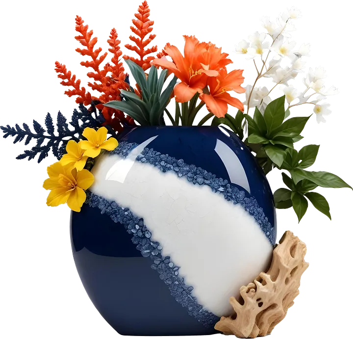 Golden Tides – Tropical Luxe Geode Vase PNG product image (1)