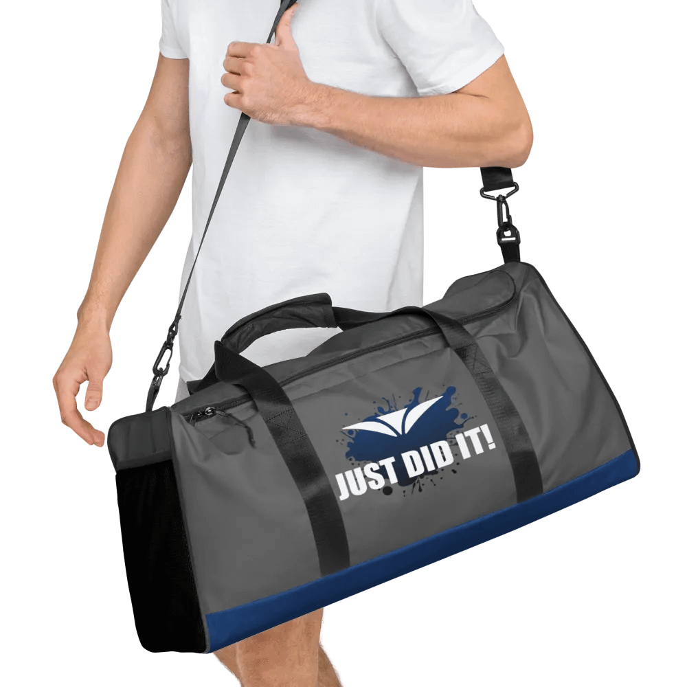 Just Did It! Blue Splatter Gray Duffle Bag product image (8)
