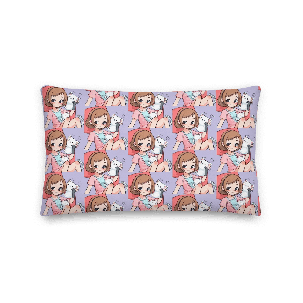 Whimsical Girl and Cat All-Over Print Pillow product image (2)