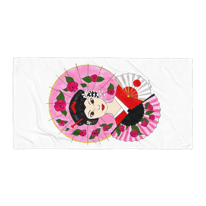 Japanese Geisha (art by Dina R.) acrylic painting picture - Towel product image (1)