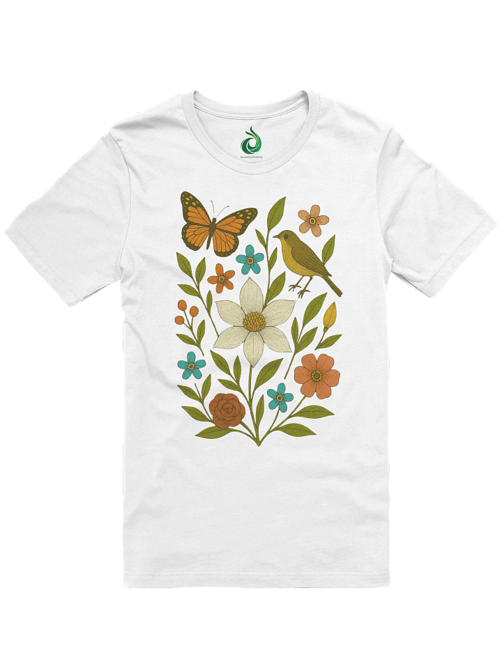 🌿 Calm Nature Vibes T-Shirt – Eco-Friendly Flower & Butterfly Design for Mindful Living product image (3)
