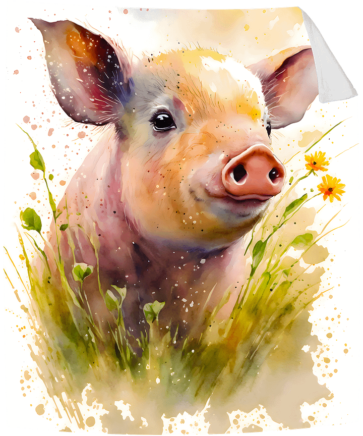 Cute Piglet Floral Pig Farm Animals Throw Blanket product image (1)