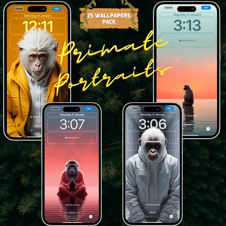 Primate Portraits: Whimsical and Captivating iPhone Wallpapers product image (1)