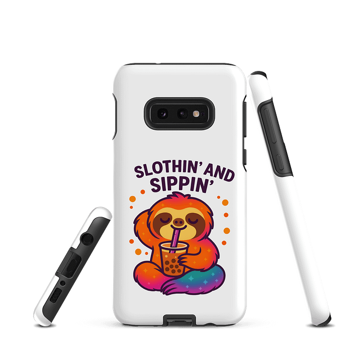 Slothin’ and Sippin’ – Funny Sloth Samsung Case | Boba Edition Tough Phone Case – Sloths Having Snacks Collection product image (1)