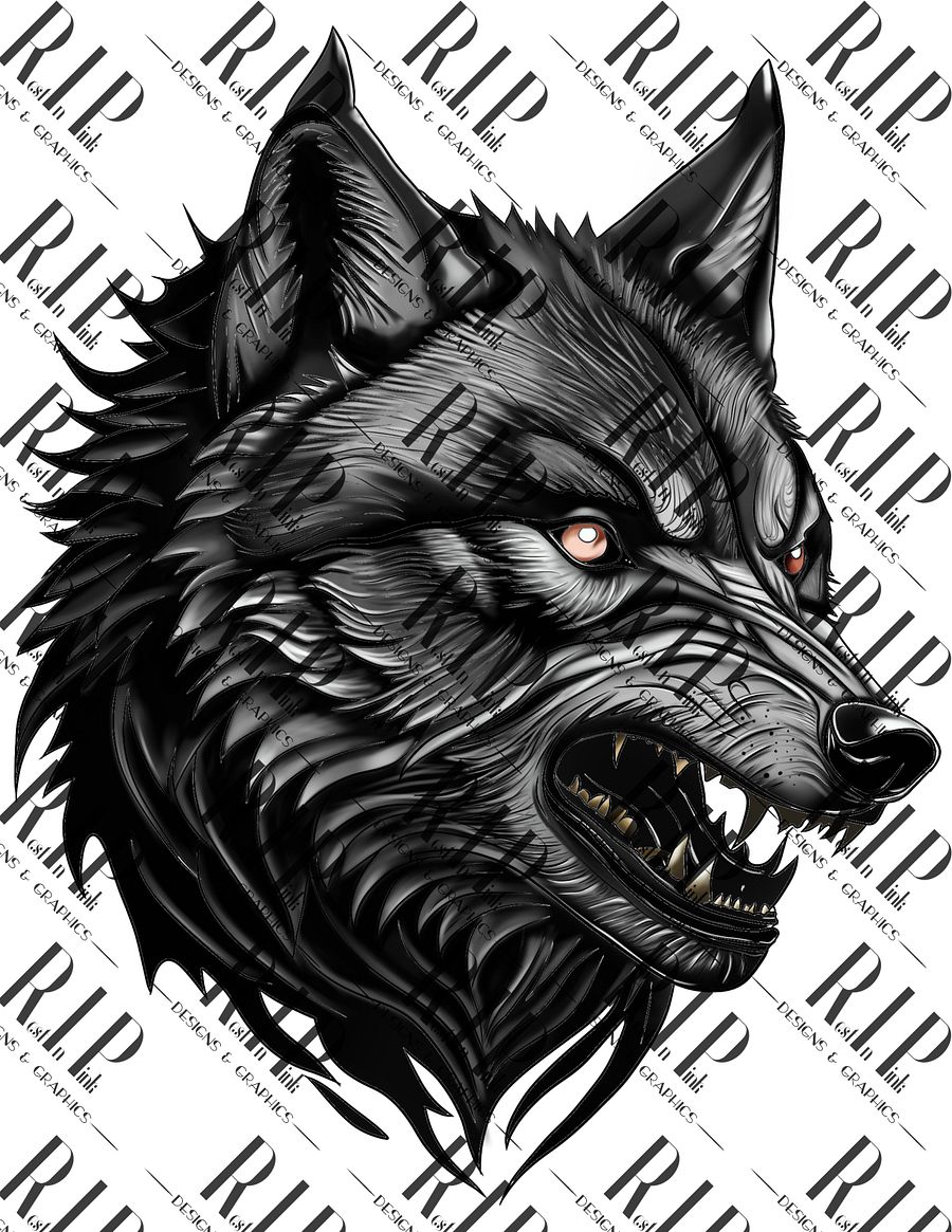 Wild Torment - Wolf Digital Download PNG - Full Color & Outline version product image (2)